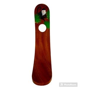 Wooden half moon hand painted wine holder